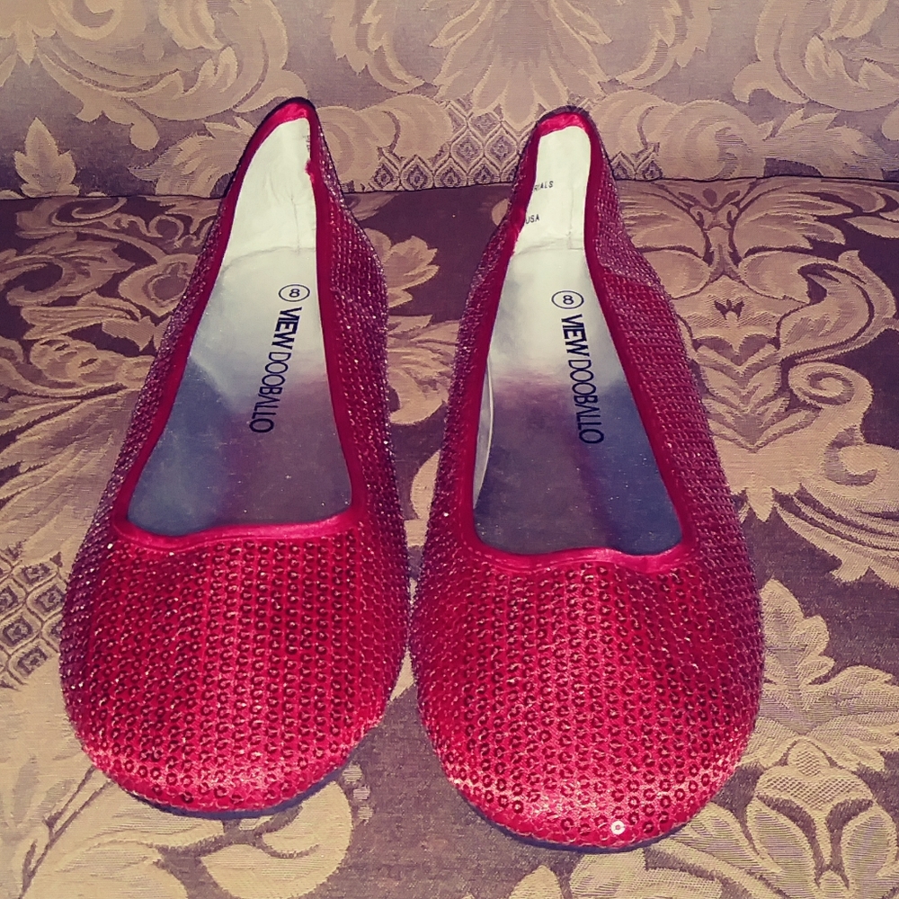 NWOB View Dooballo Red Sequin Ballet Flats 8
